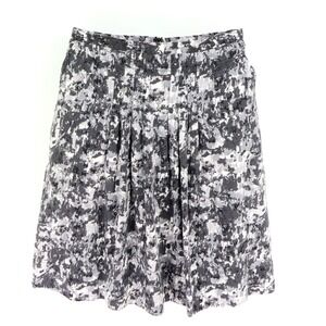 New York & Company Skirt Womens Sz 4‎ Gray Geometric 100% Cotton Pockets Pleated